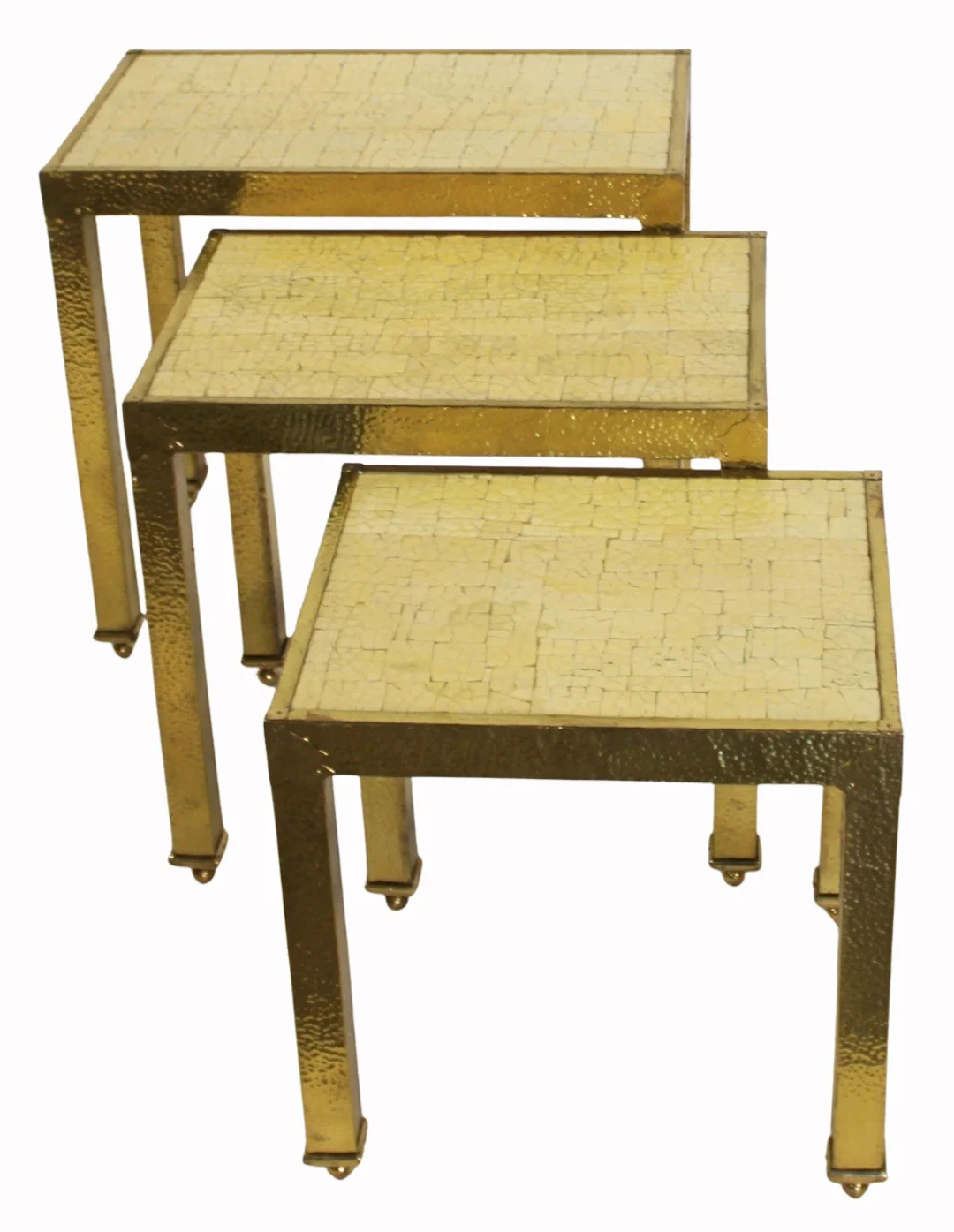 Set of (3) Gilt Metal Mounted Nesting Tables.