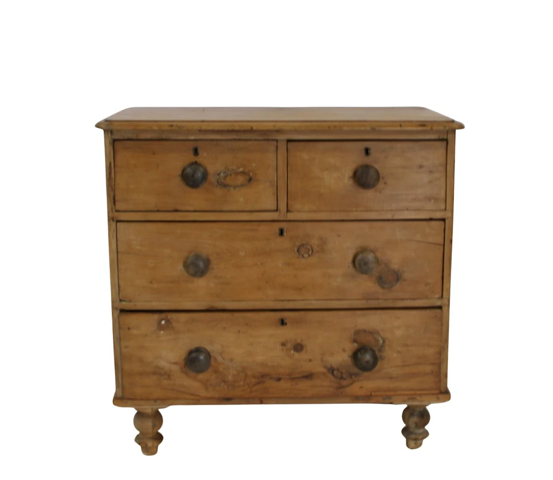 Antique Pine 2 Over 2 Drawer Chest.