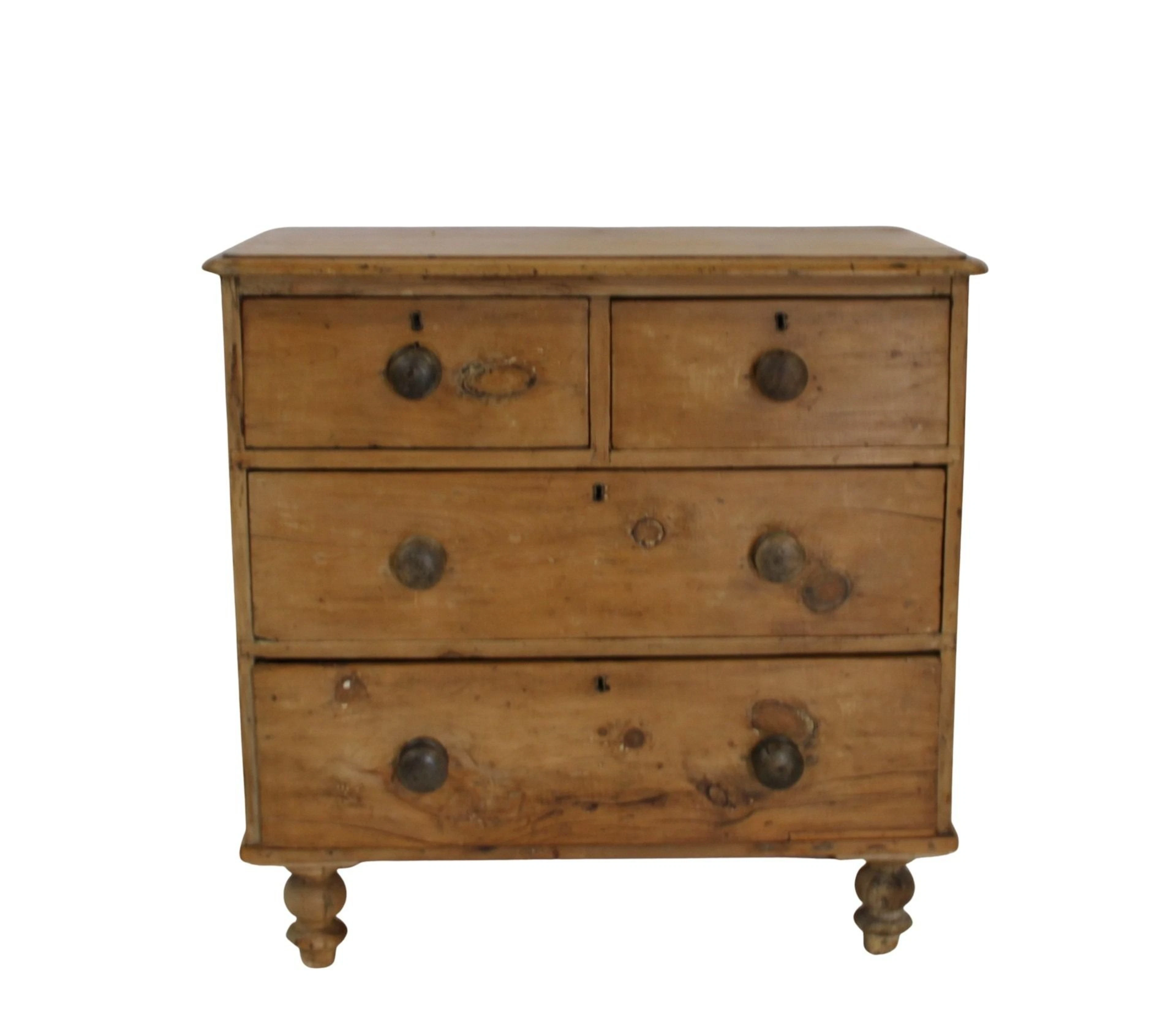 Antique Pine 2 Over 2 Drawer Chest.