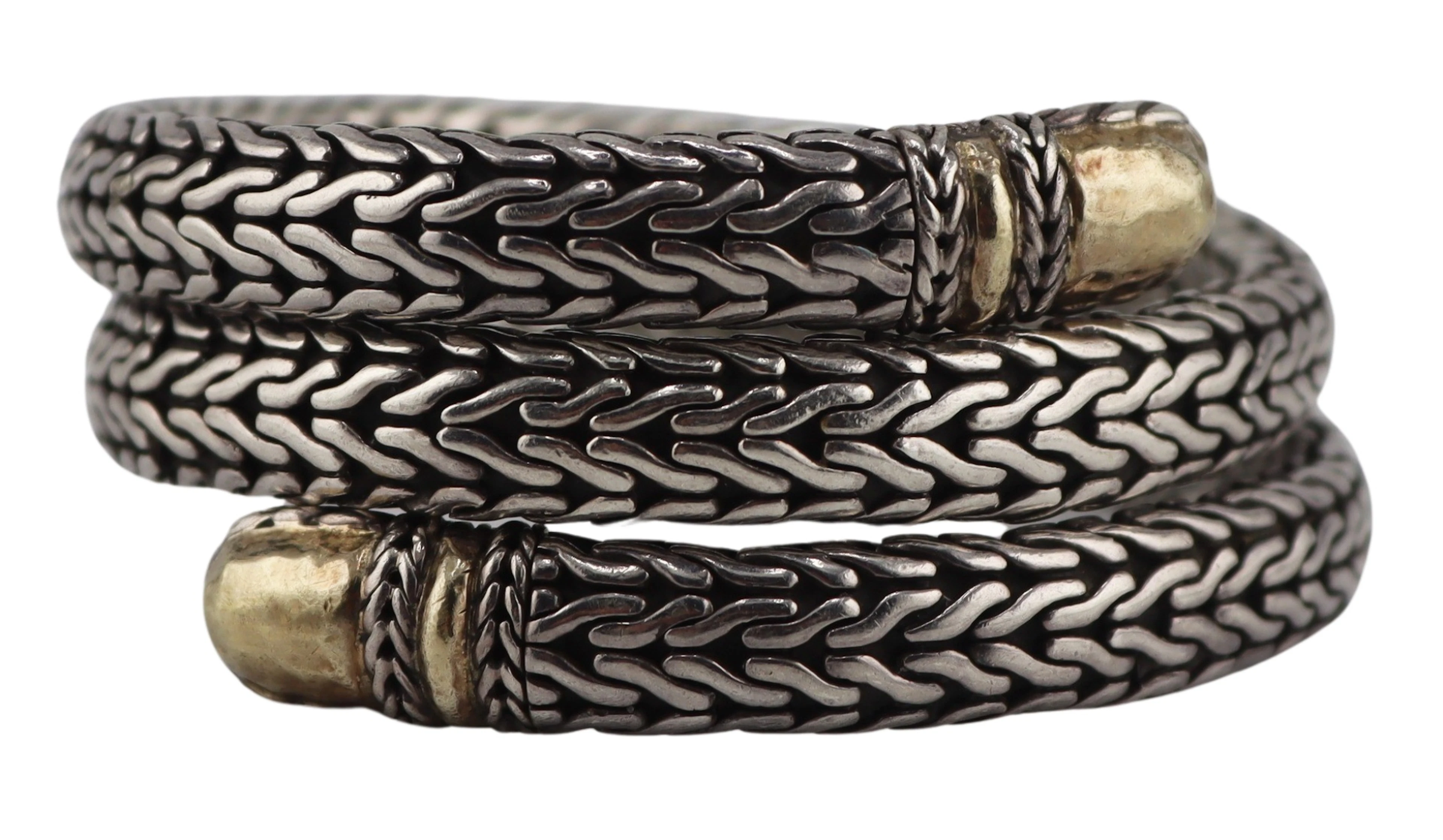 JEWELRY. John Hardy Sterling and 22kt Gold Wrap