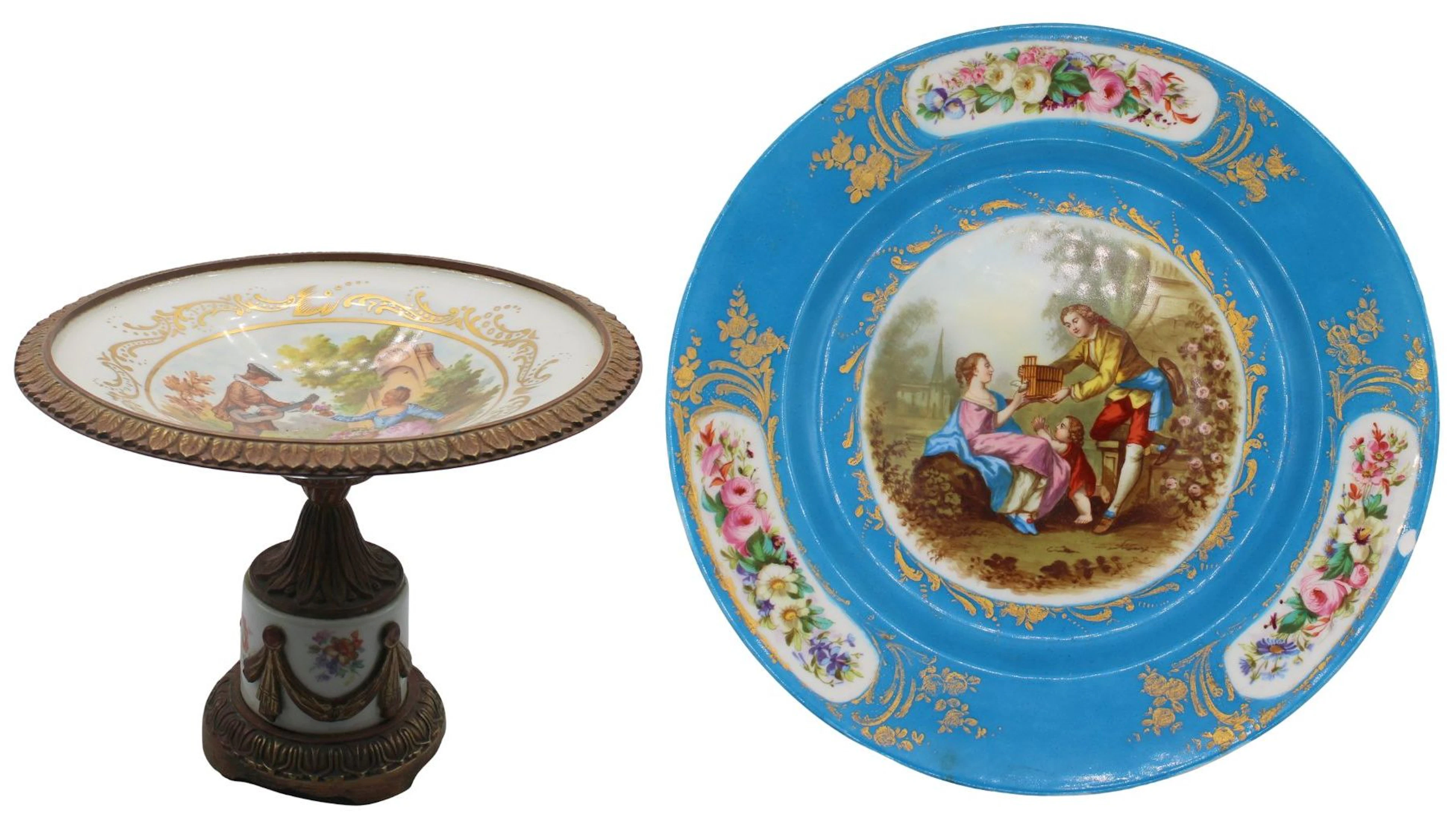 Sevres Porcelain Tazza and Charger.