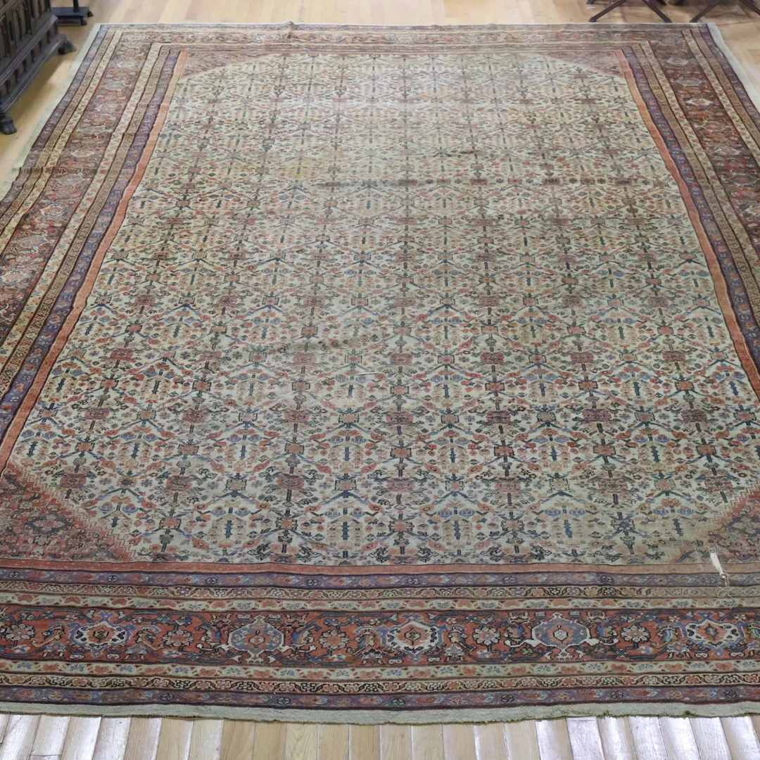 Antique & Finely Hand Knotted Palace Size Carpet .