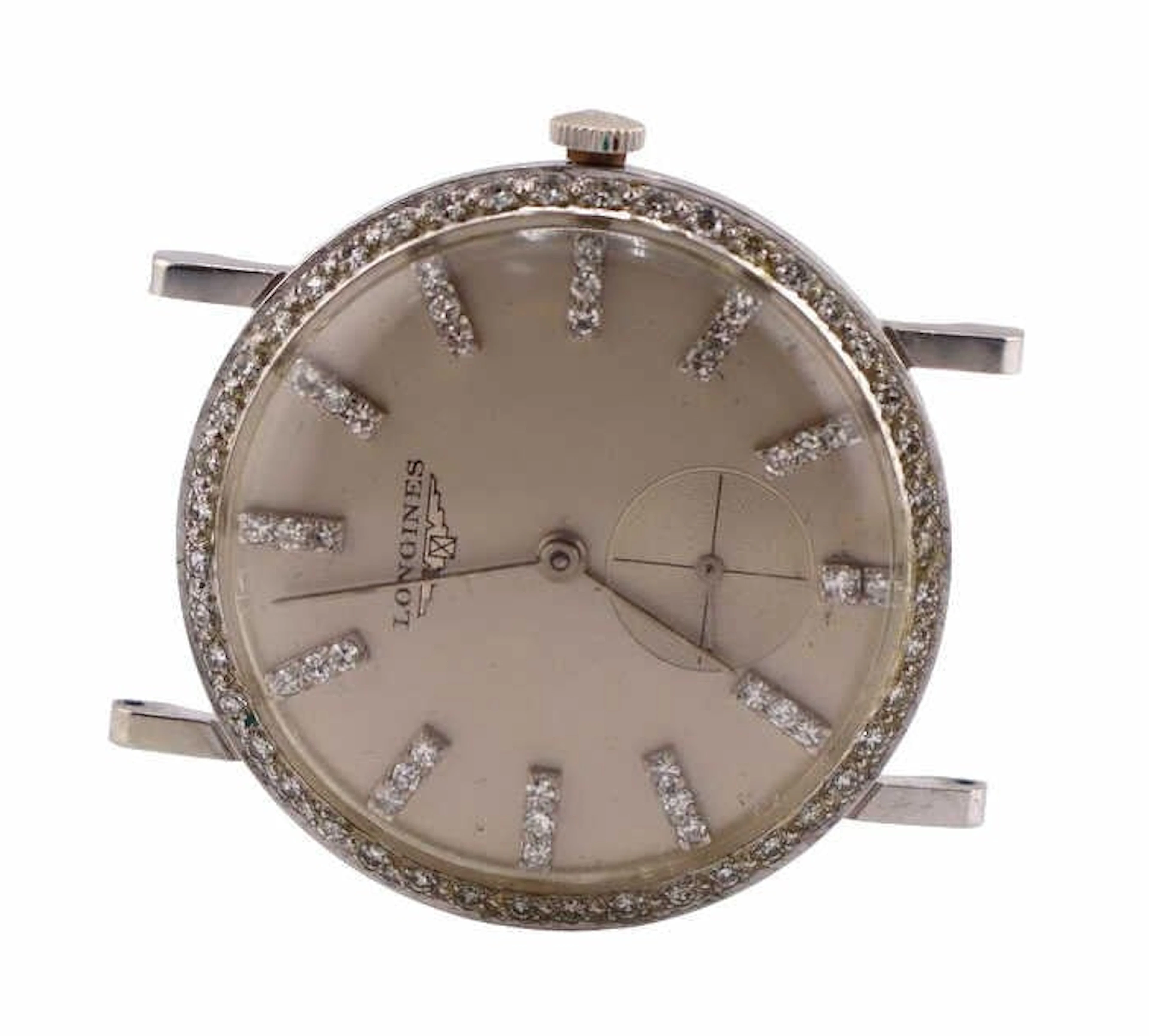 JEWELRY. Vintage Longines 14kt Gold Diamond Watch.