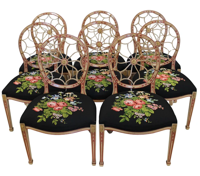 SMITH & WATSON Set Of 8 Wheel Back Chairs.