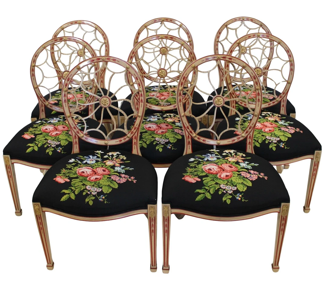 SMITH & WATSON Set Of 8 Wheel Back Chairs.