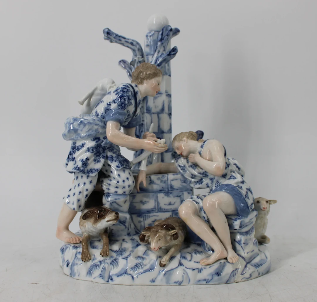 MEISSEN Blue & White Porcelain Grouping .