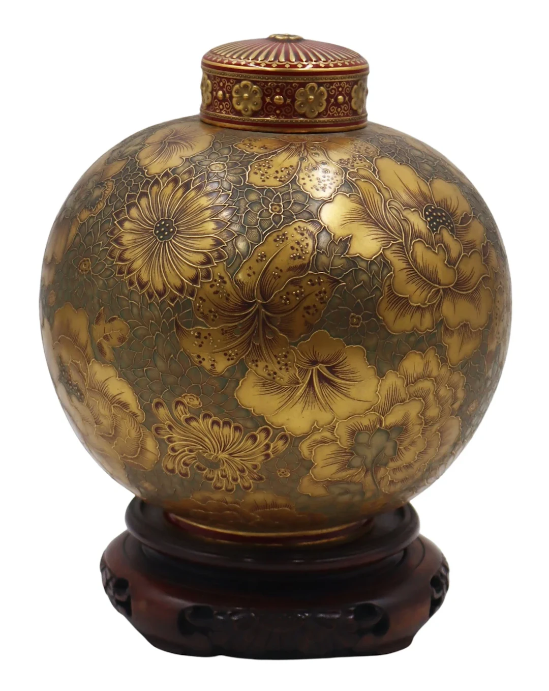Royal Crown Derby Floral Decorated Lidded Jar.