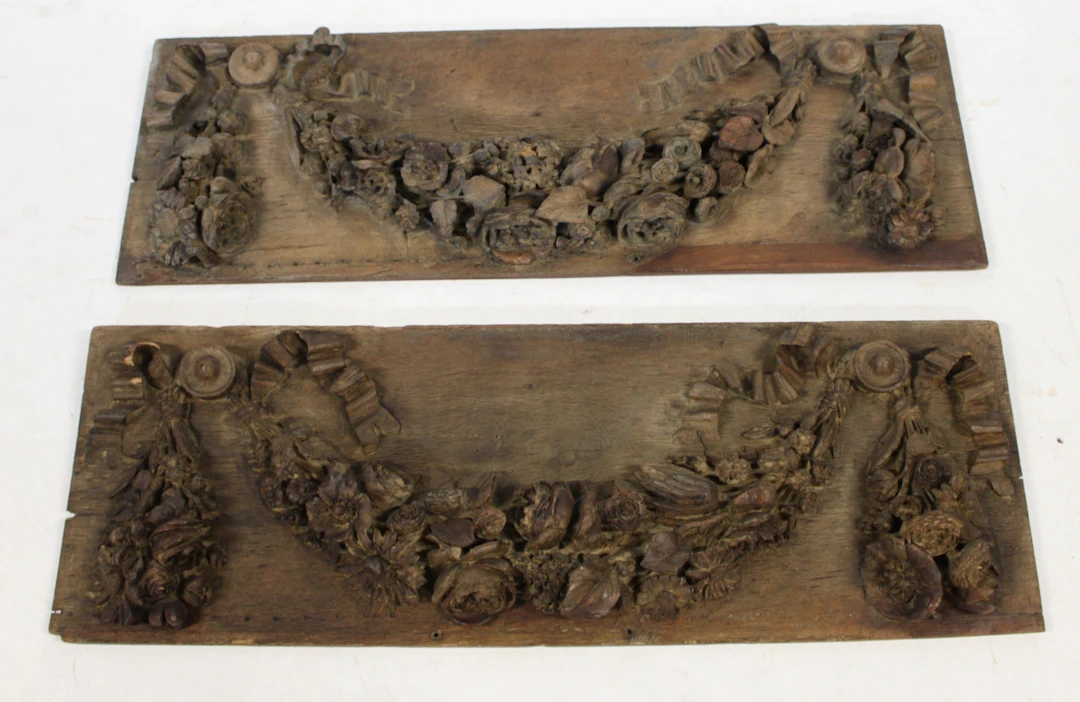 2 Antique, Finely & Highly Carved Architectural