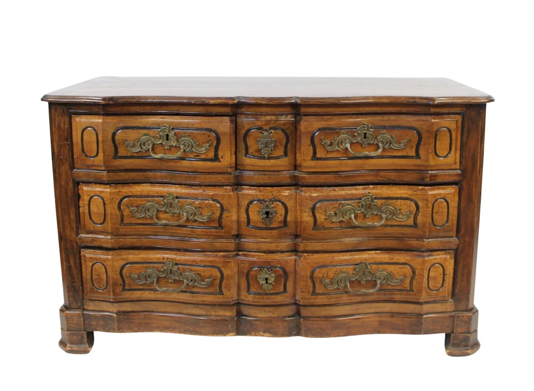 Antique French 3 Drawer Carved Commode.