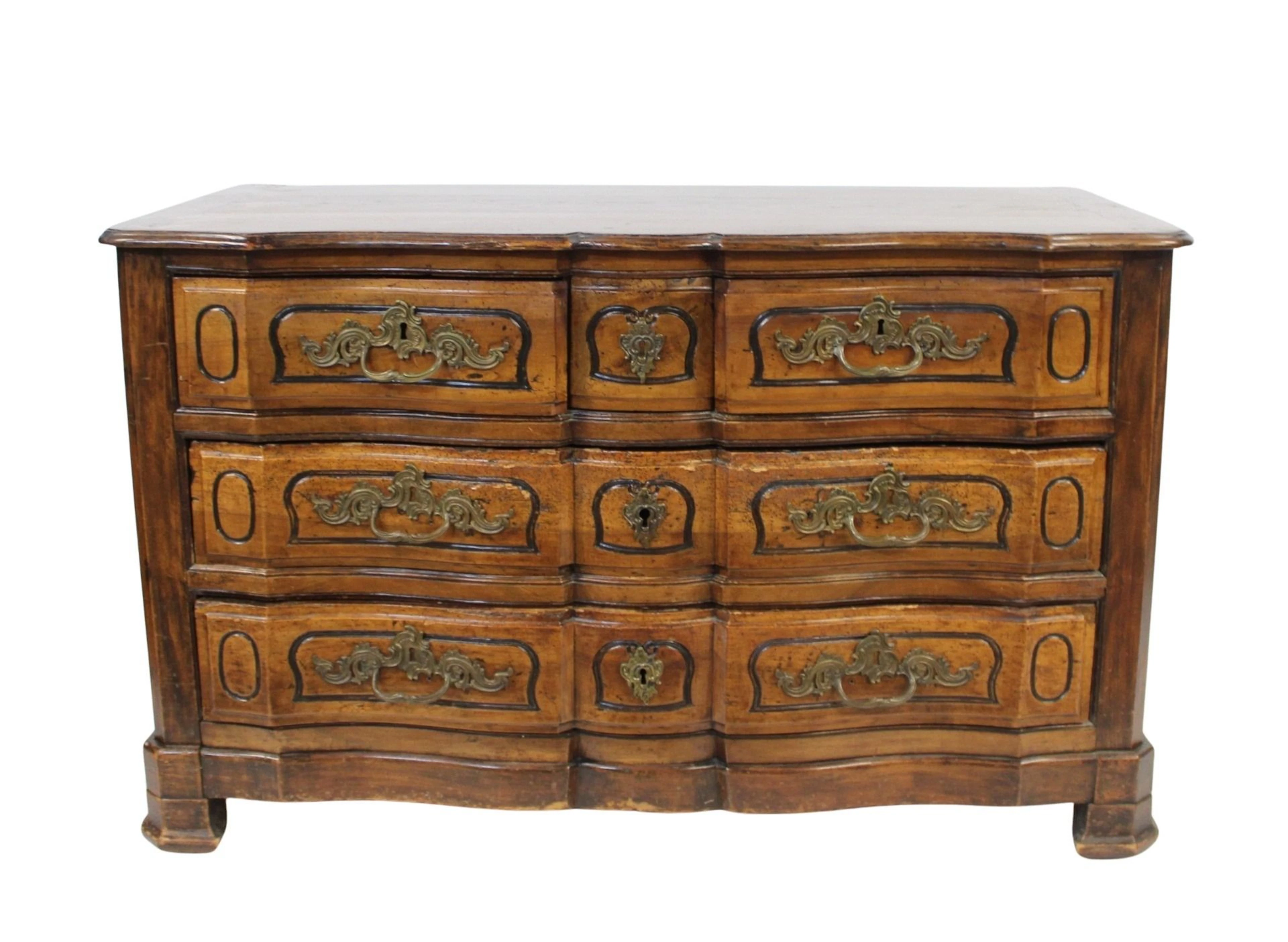 Antique French 3 Drawer Carved Commode.