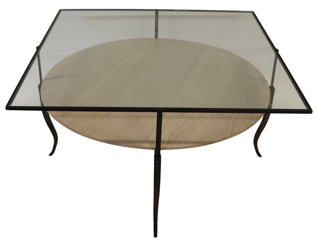 Contemporary Wood and Glass Top Coffee Table.
