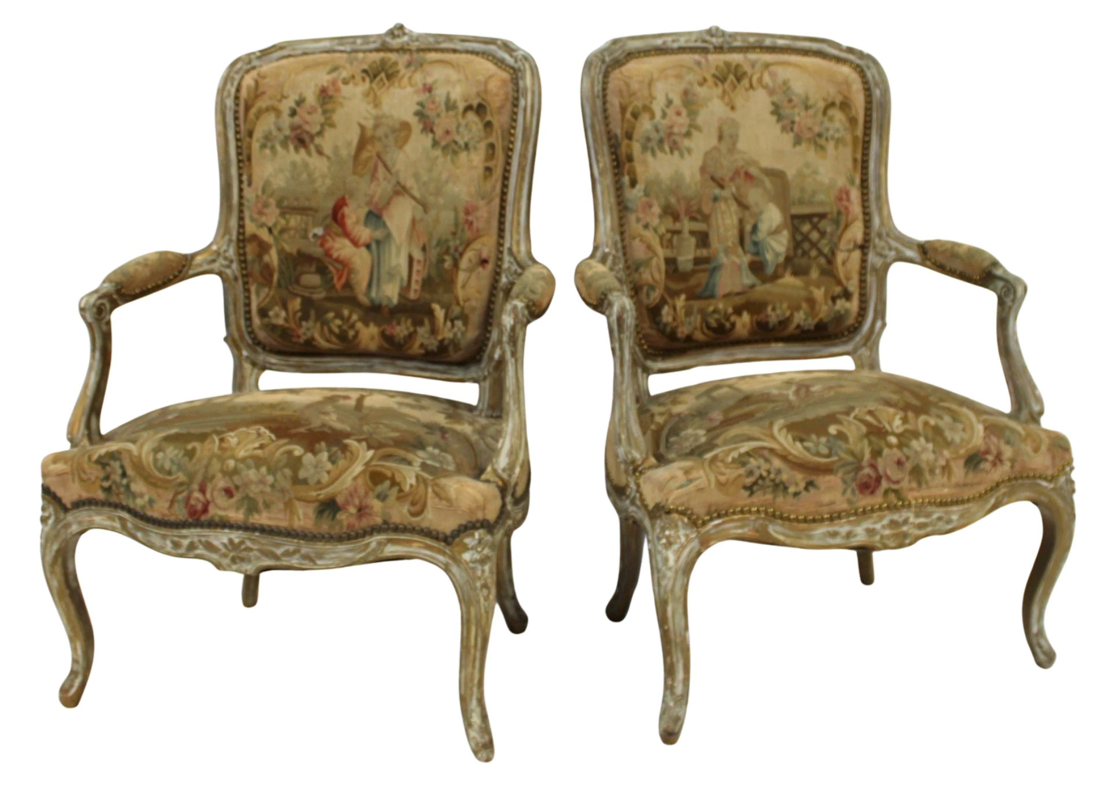 Fine Pair of Antique Louis XV Style Armchairs.