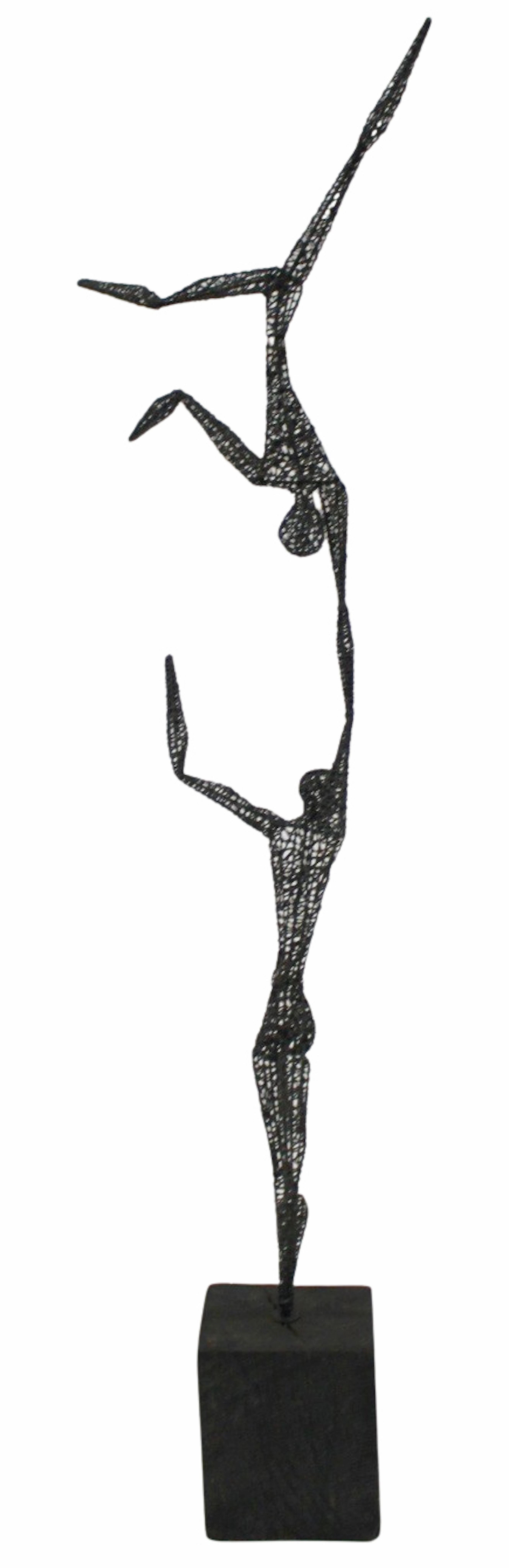 K.J. Signed Tall Midcentury Wire Sculpture.