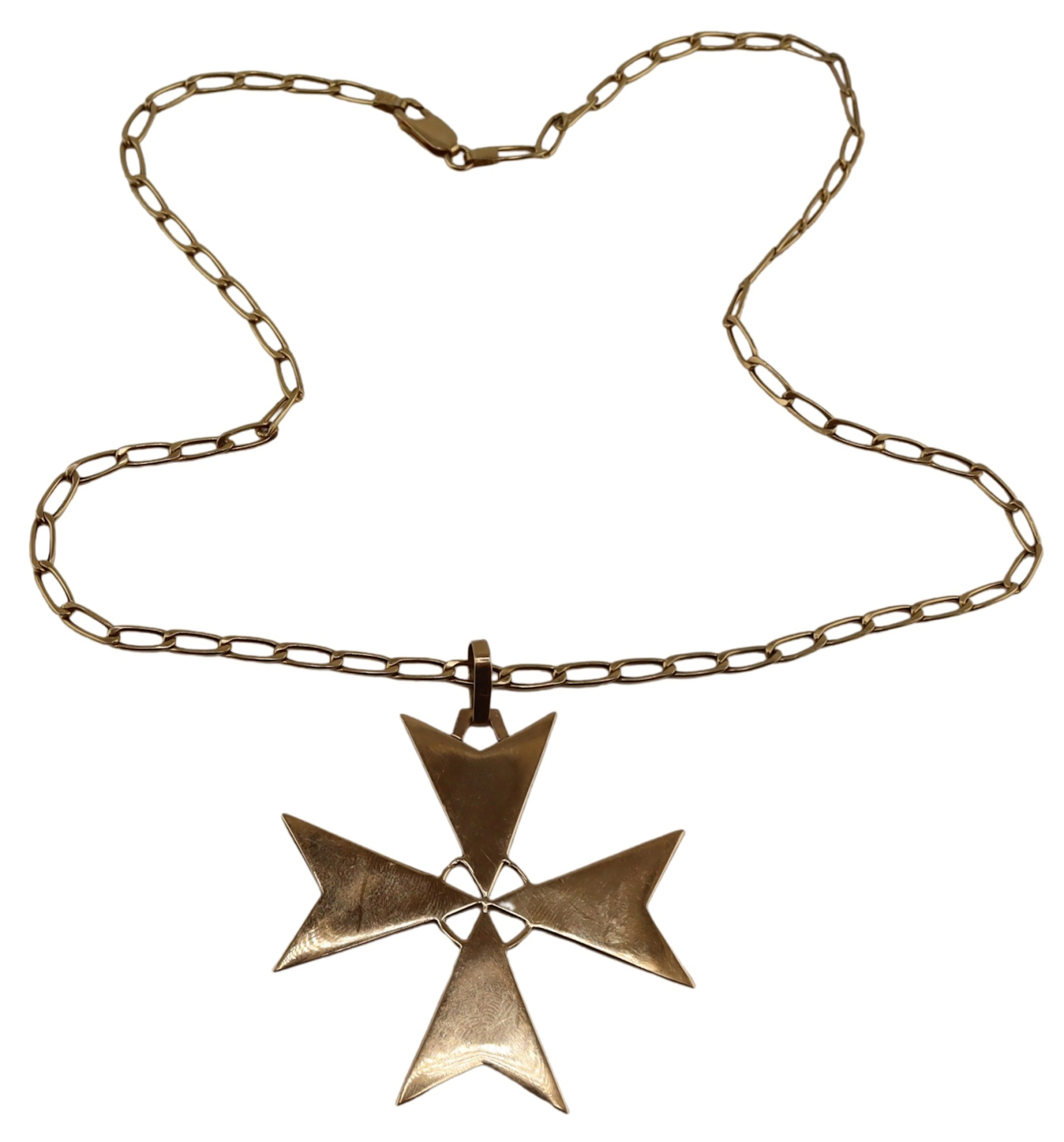 JEWELRY. 18kt Gold Maltese Cross Pendant on a