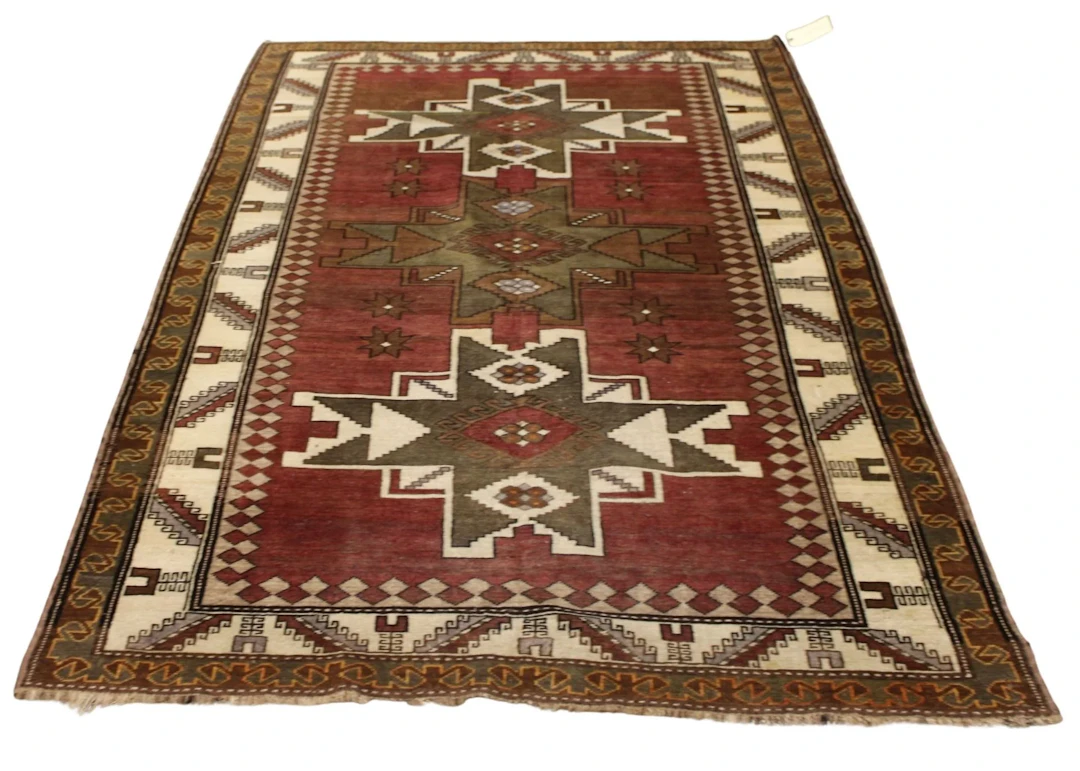 Vintage And Finely Hand Knotted Oushak Carpet