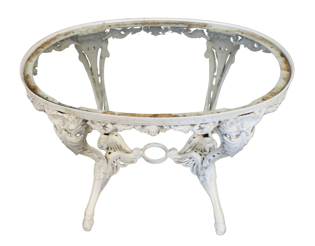 Victorian White Painted Cast Iron Center Table.