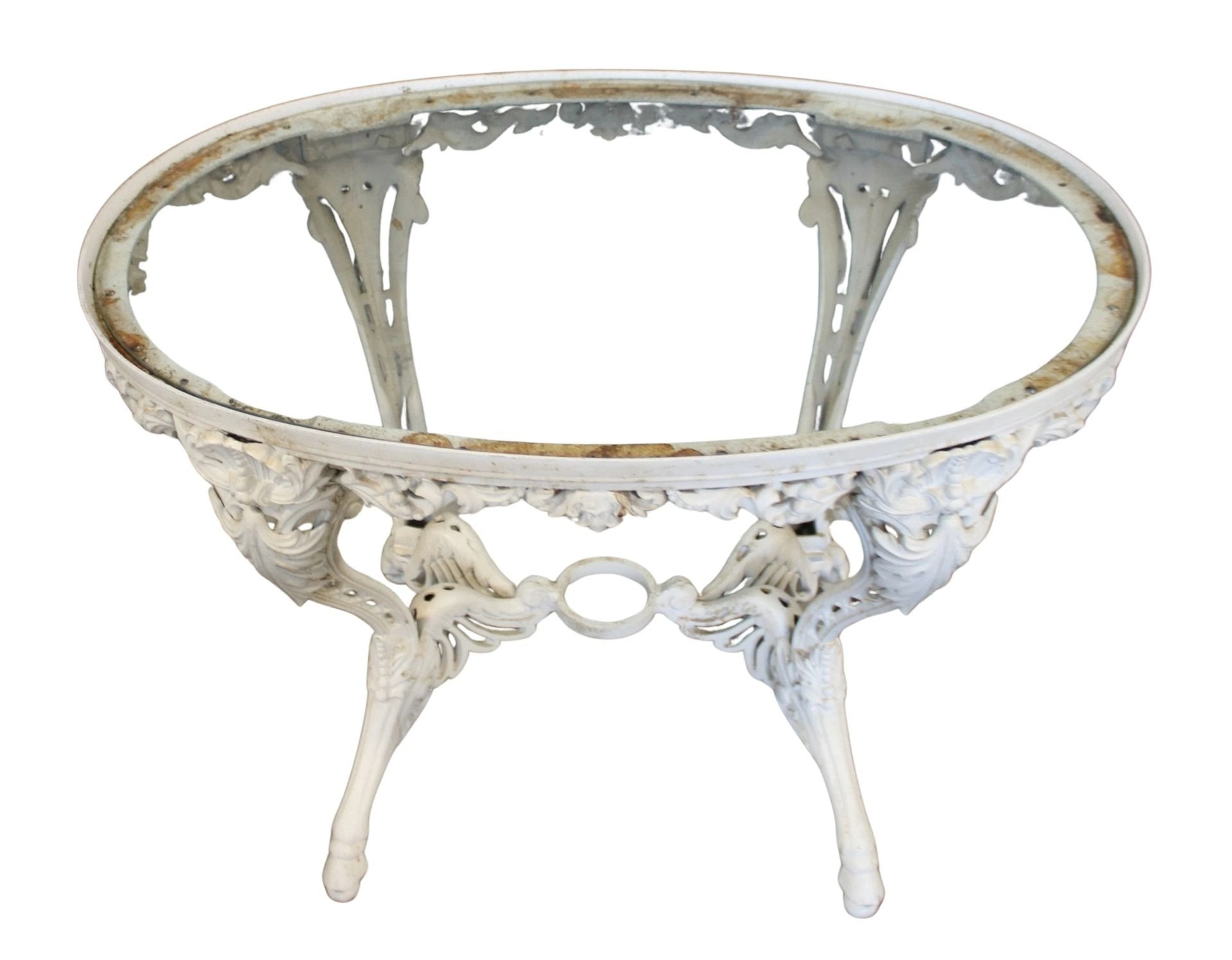 Victorian White Painted Cast Iron Center Table.