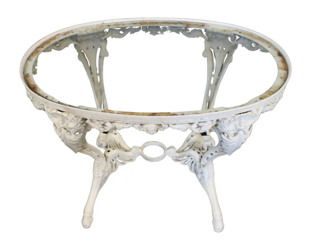 Victorian White Painted Cast Iron Center Table.
