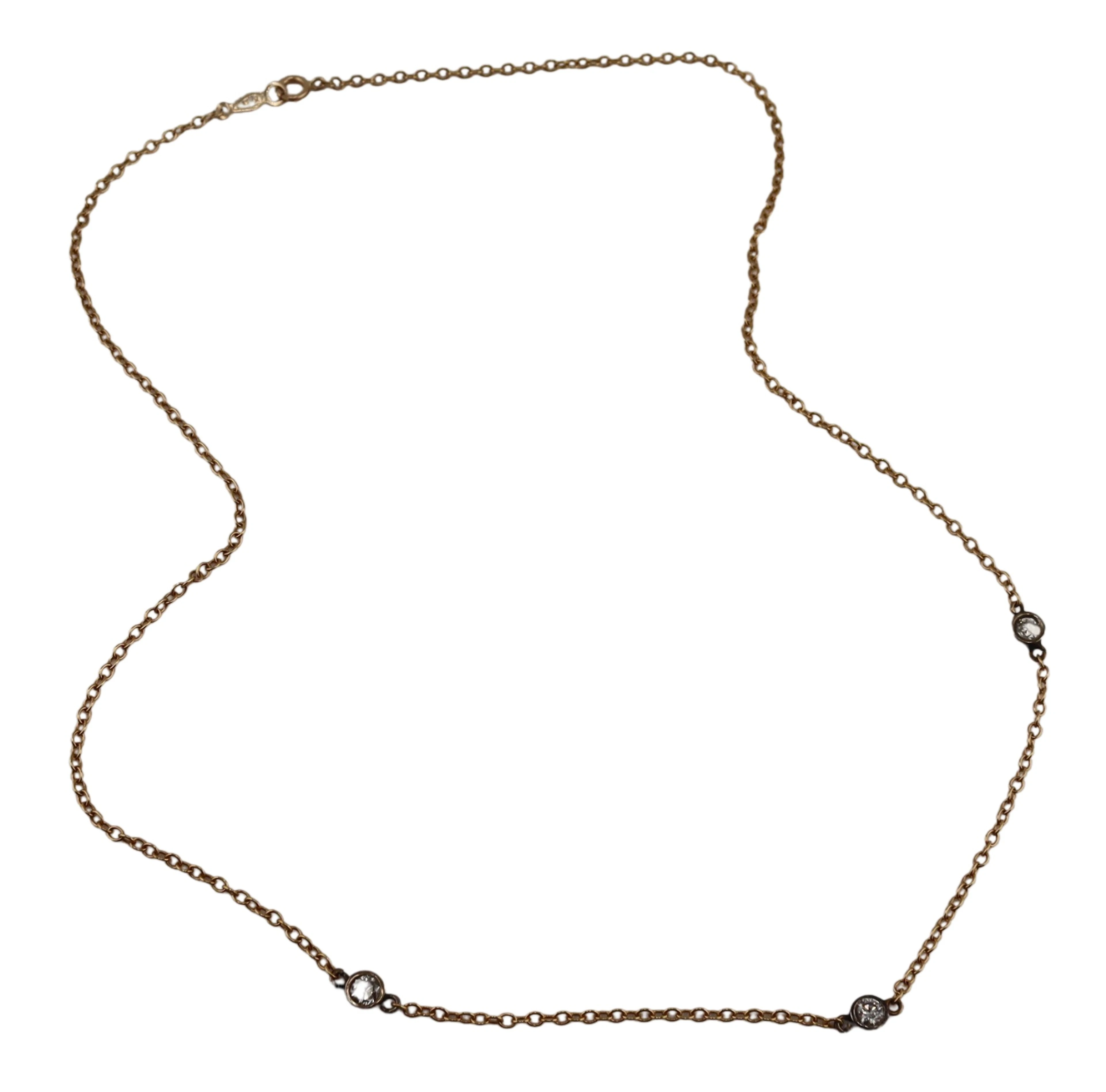 JEWELRY. 14kt Gold and Diamond Necklace.
