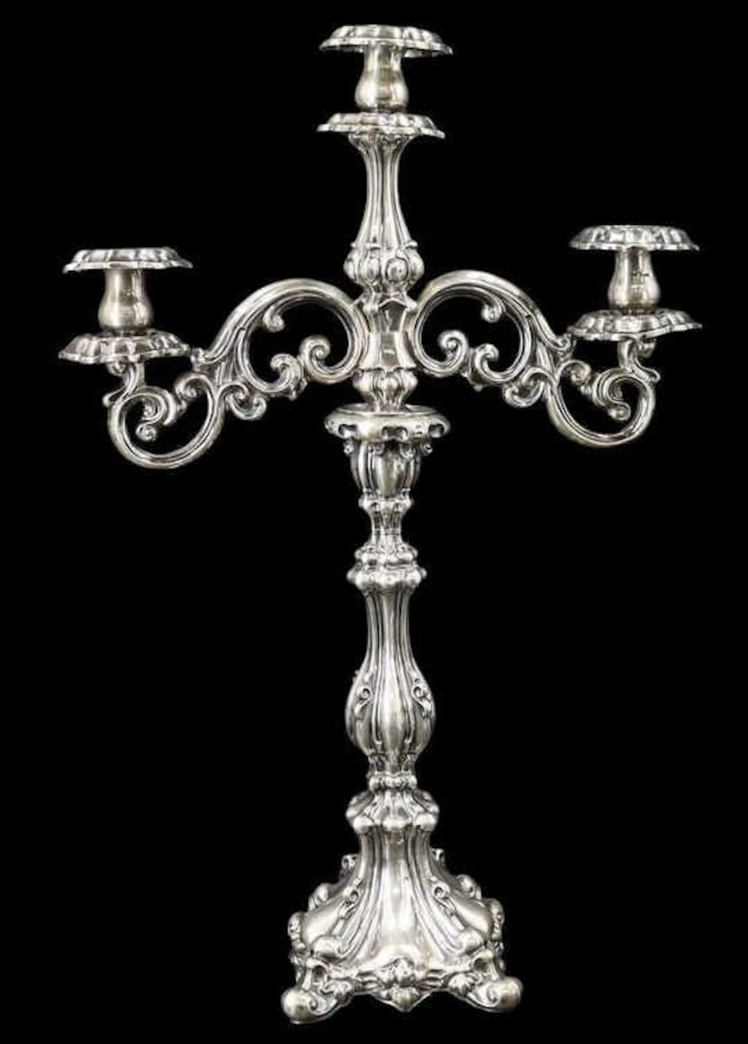 JUDAICA. Russian Polish .875 Silver Candelabra.