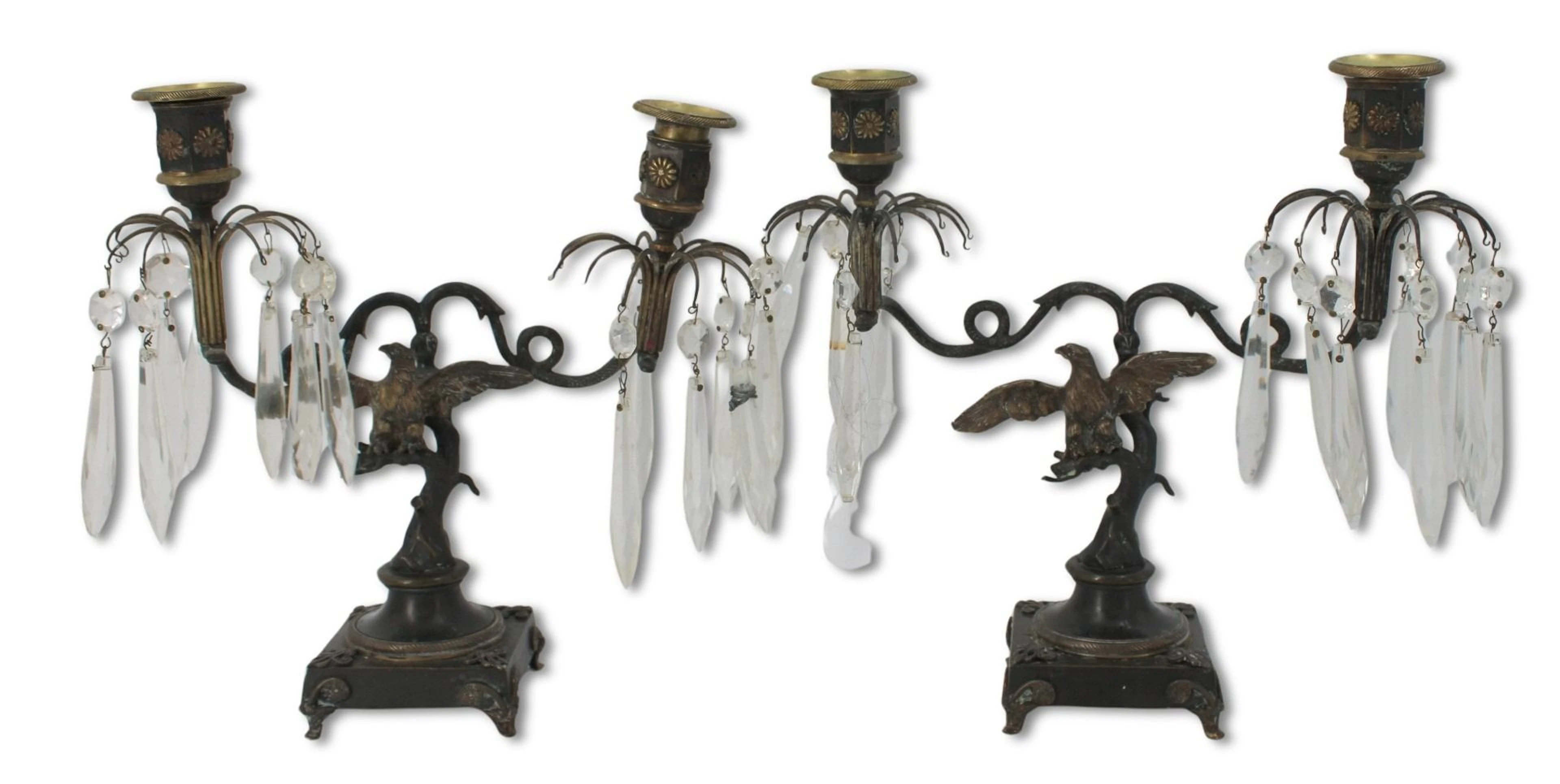 A Fine Pr Of Antique Gilt & Patinated Bronze Eagle