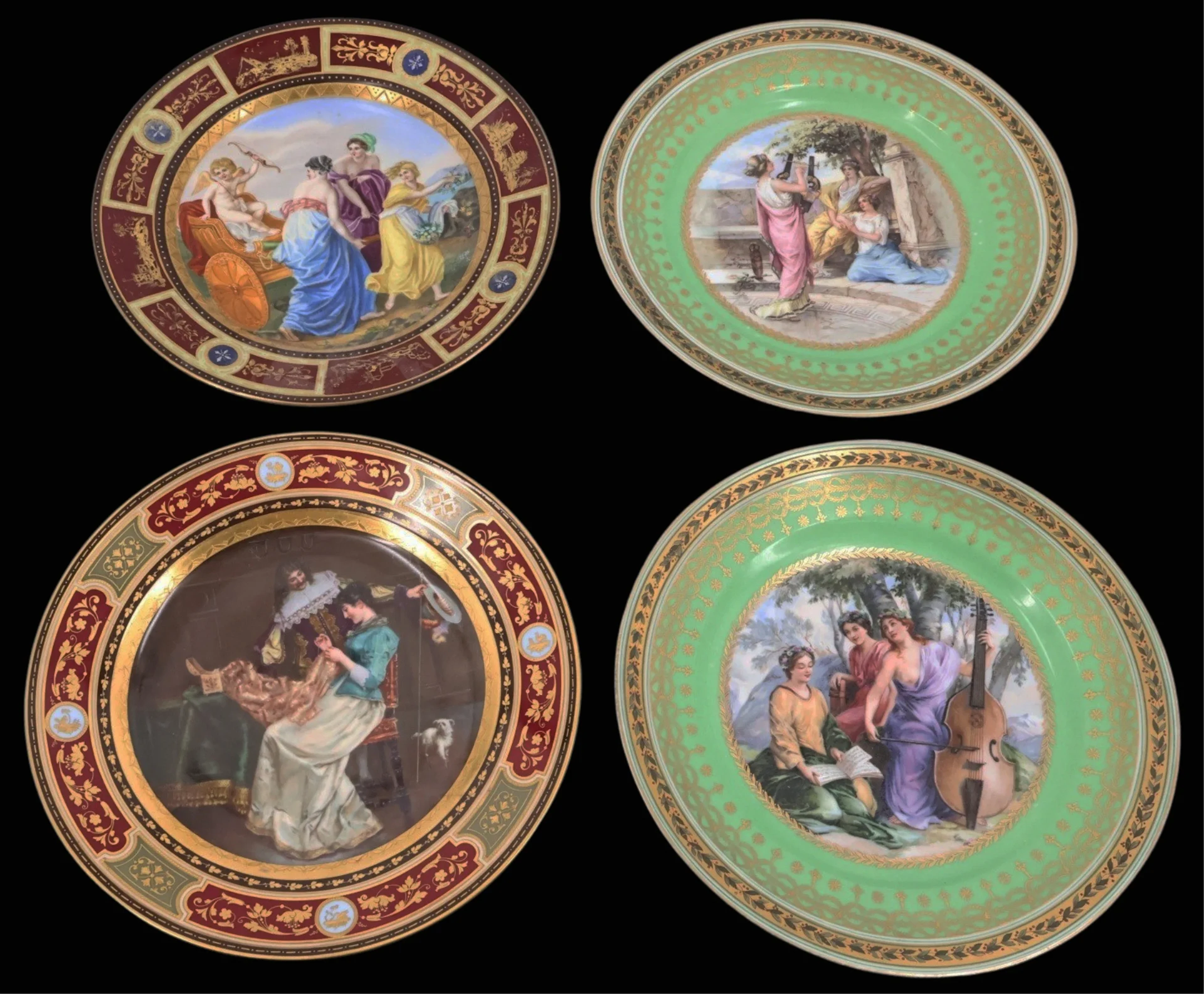 (4) Royal Vienna Signed Porcelain Plates.