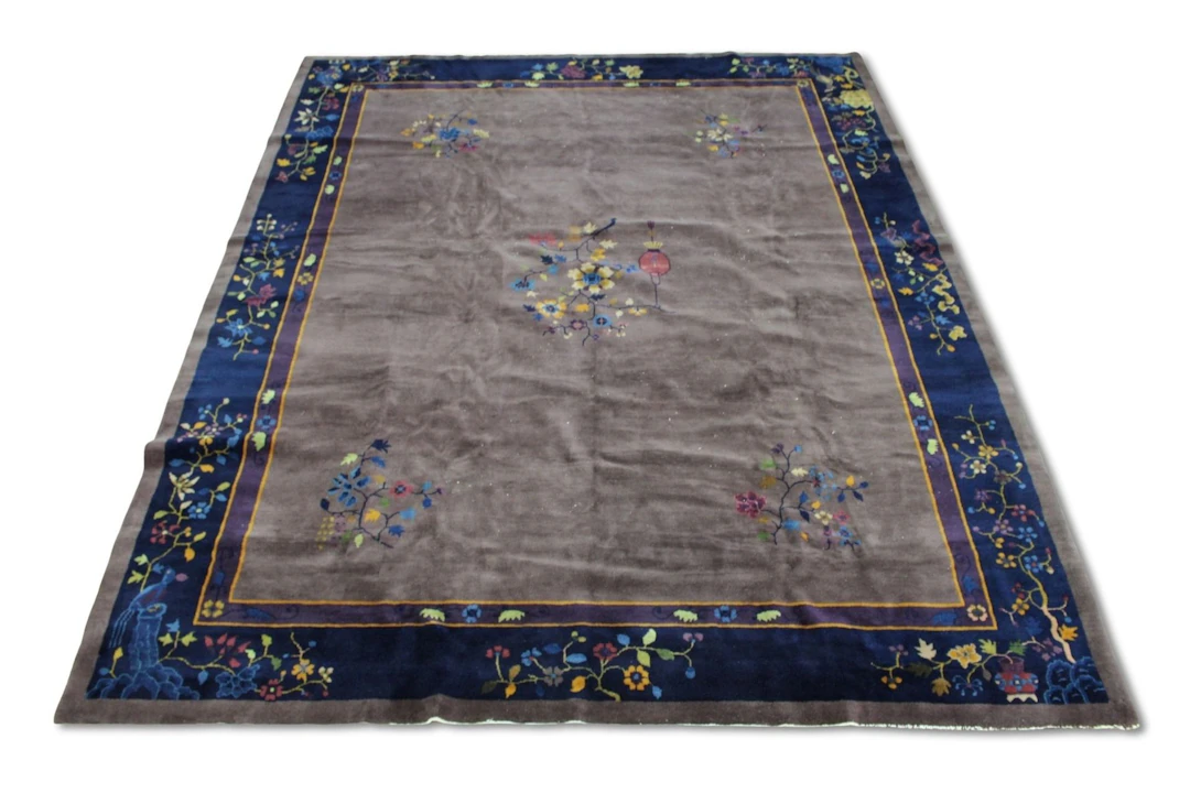 Art Deco And Finely Hand Knotted Chinese Carpet.