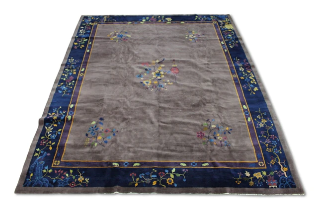 Art Deco And Finely Hand Knotted Chinese Carpet.