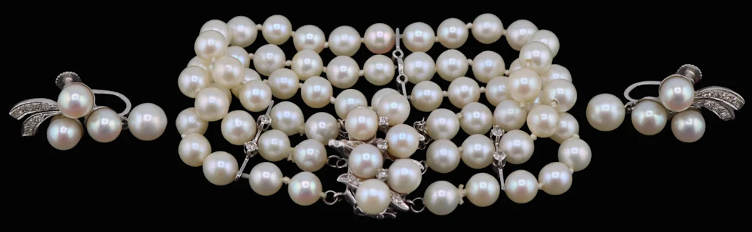 JEWELRY. Vintage 14kt Gold, Pearl and Diamond