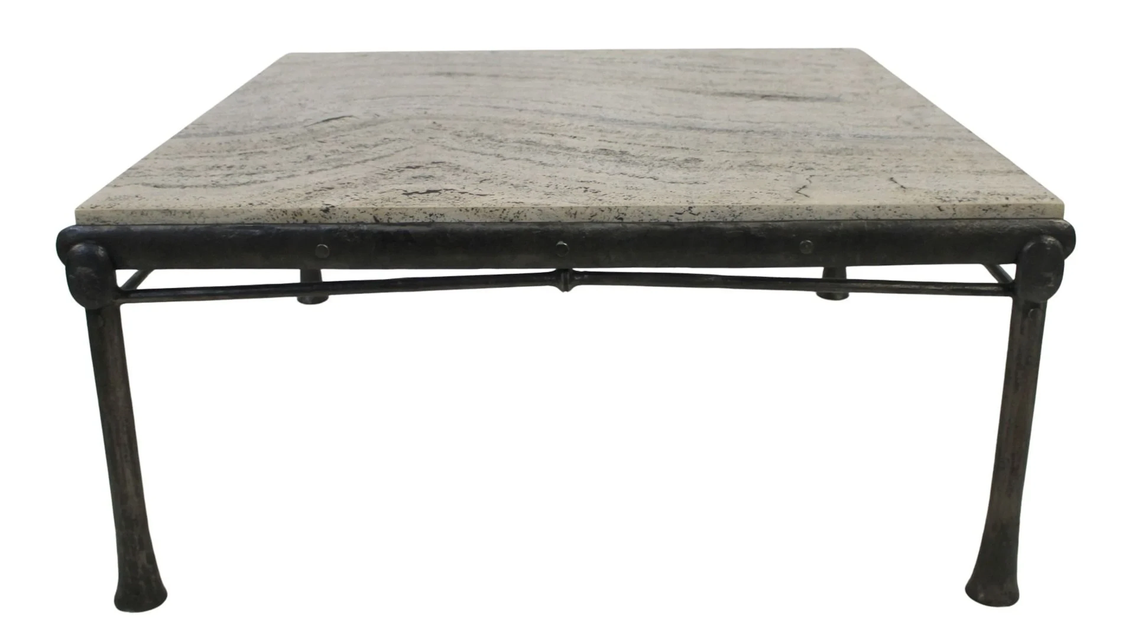 ROMAN THOMAS Wrought Iron Coffee Table with Stone