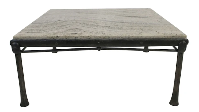 ROMAN THOMAS Wrought Iron Coffee Table with Stone