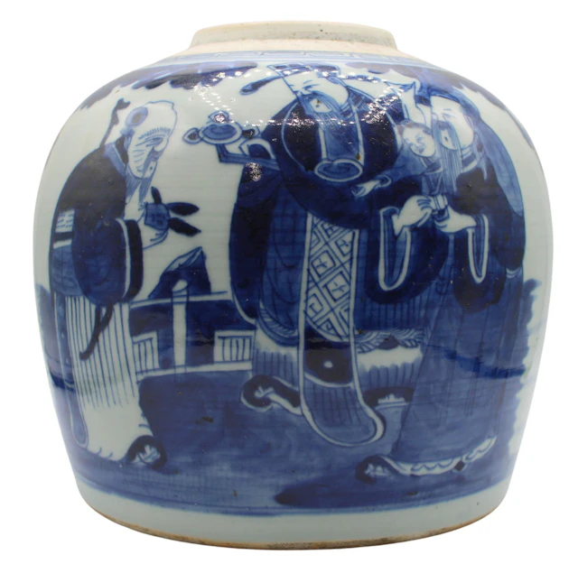 Antique Chinese Ceramic Blue and White Jar.