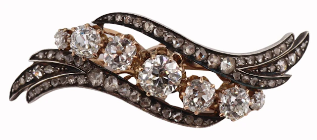 JEWELRY. Antique Silver Topped Gold and Diamond