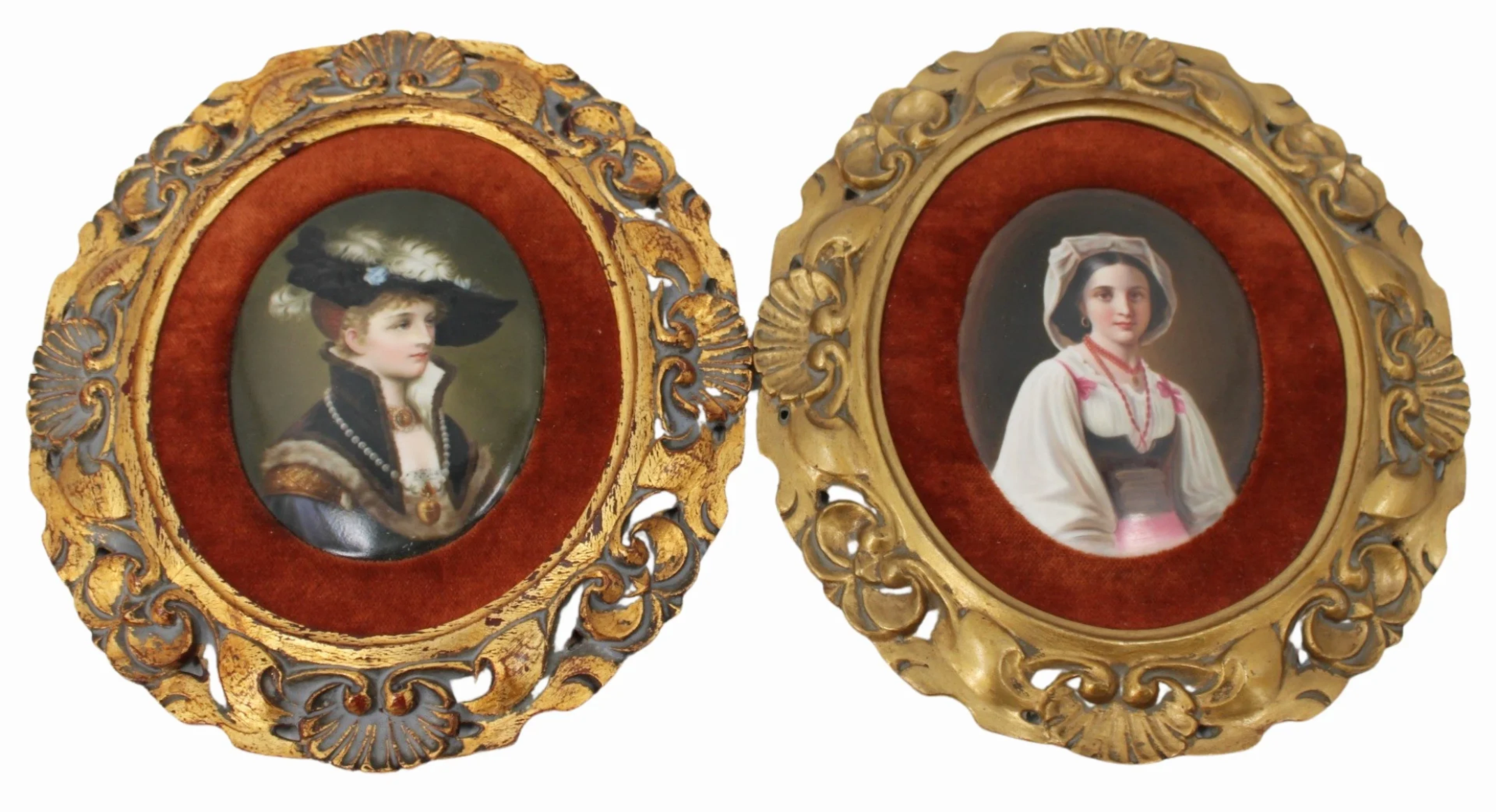 2 Antique Framed KPM Style Porcelain Plaques.