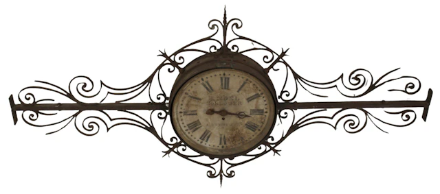 Large French Iron Railway Advertising Clock.