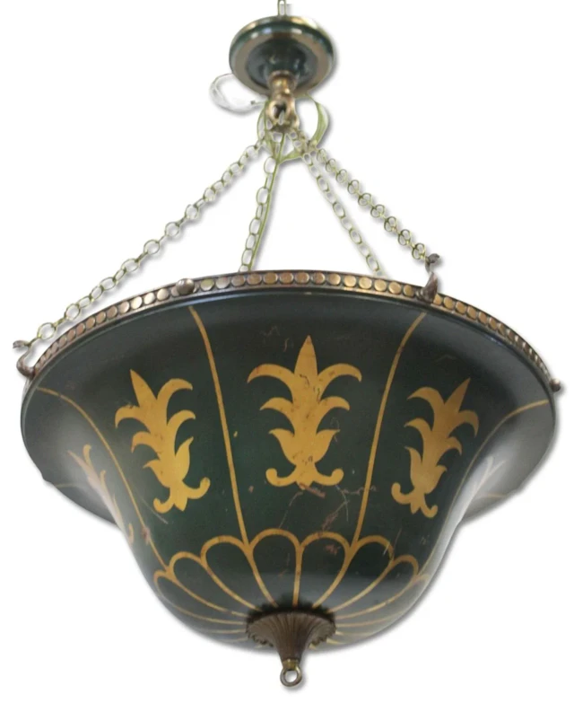 Antique Paint & Gilt Decorated Tole Reflector