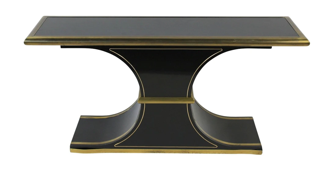 MASTERCRAFT Midcentury Brass & Lacquered Console.