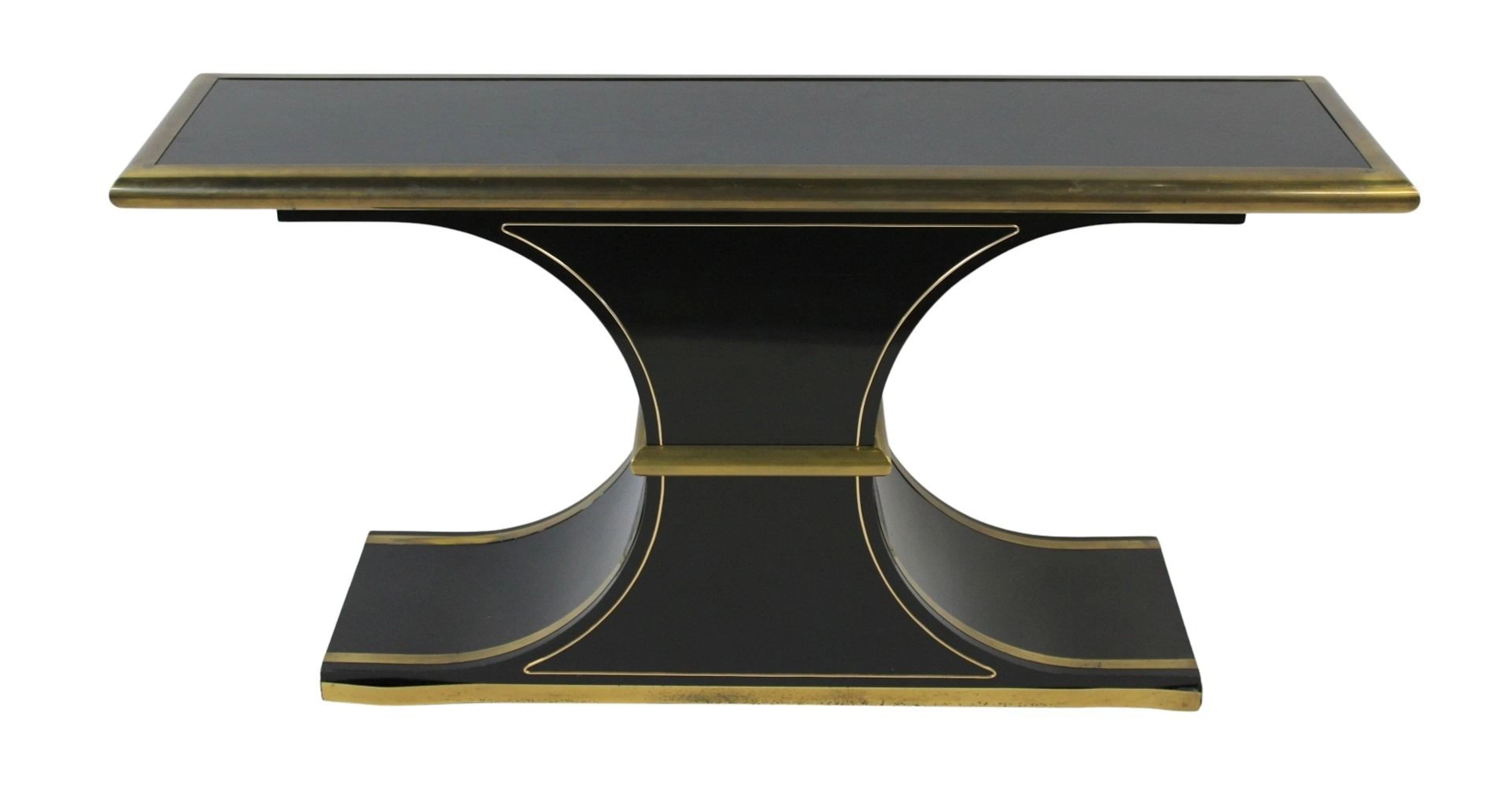 MASTERCRAFT Midcentury Brass & Lacquered Console.