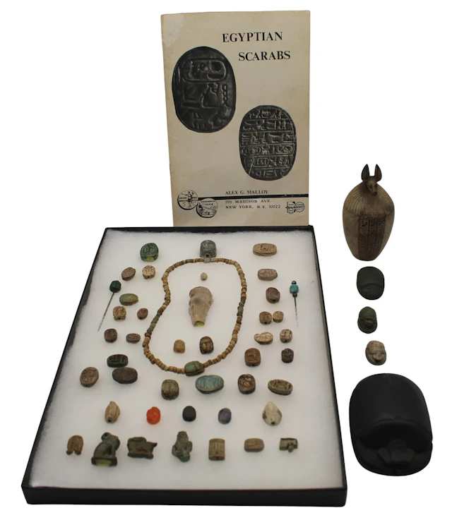 Egyptian Scarab Grouping & Other Egyptian Items