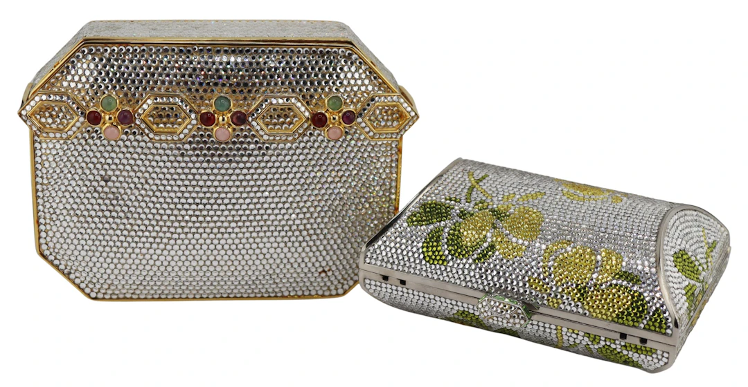 COUTURE. (2) Judith Leiber Crystal Minaudieres.