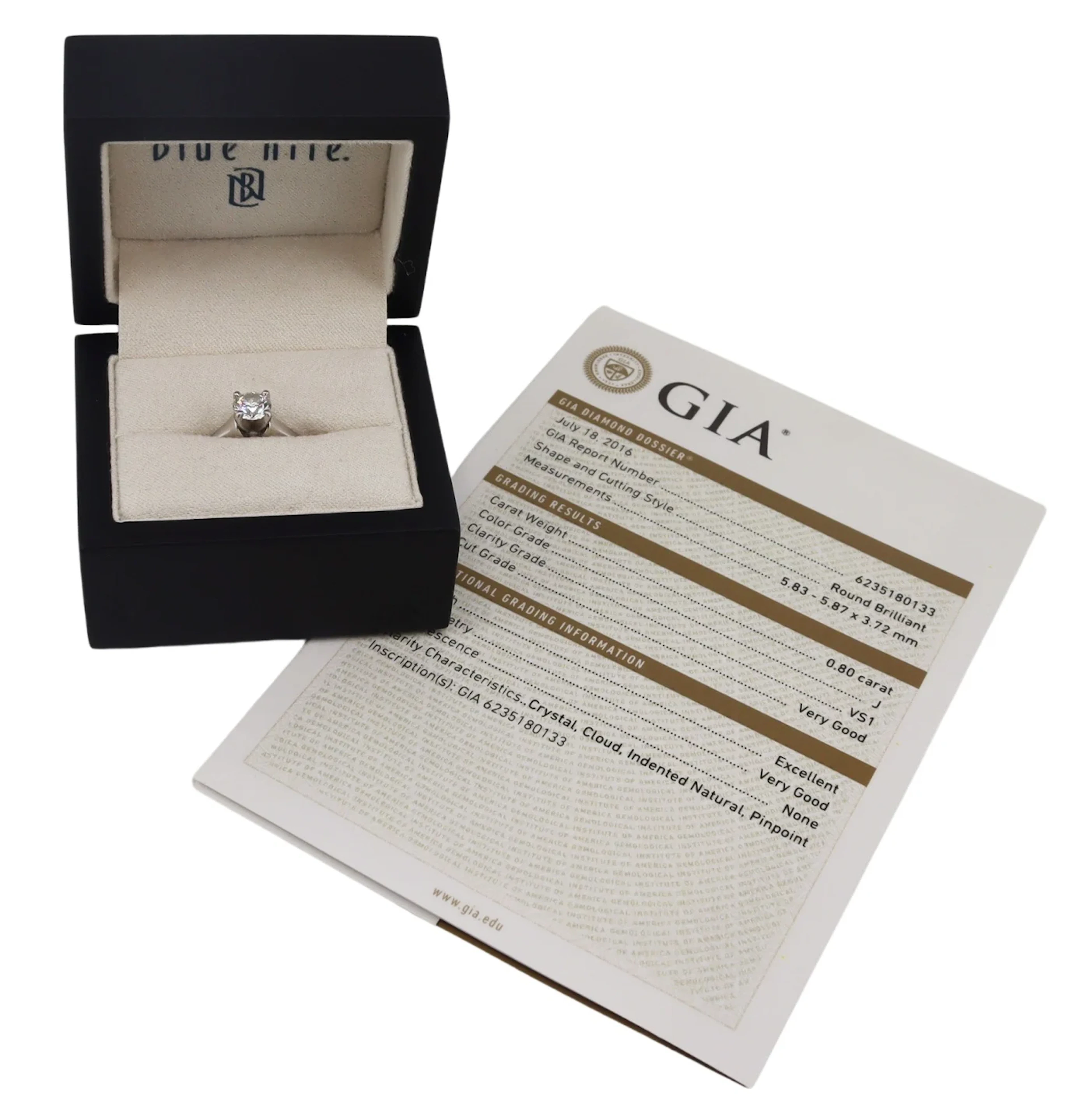 JEWELRY. GIA RBC Diamond and Platinum Ring.