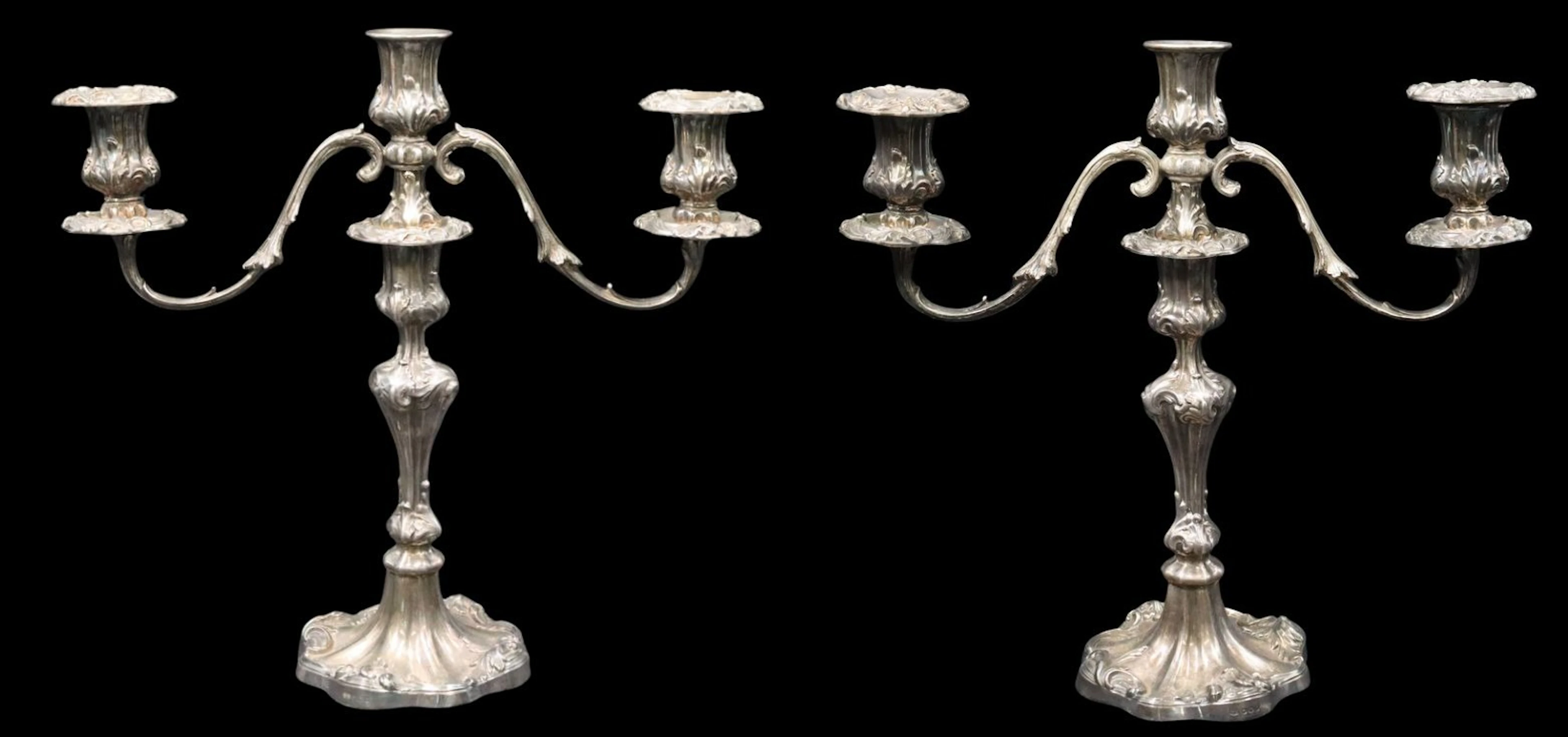SILVER. Pr. Substantial English Silver Candelabra.