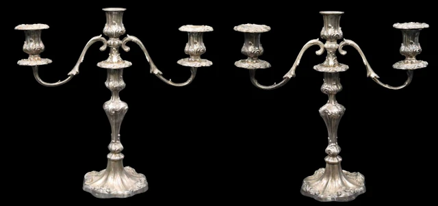 SILVER. Pr. Substantial English Silver Candelabra.