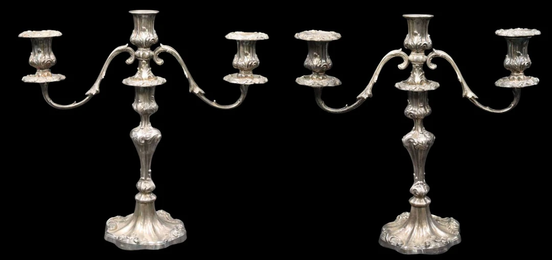SILVER. Pr. Substantial English Silver Candelabra.