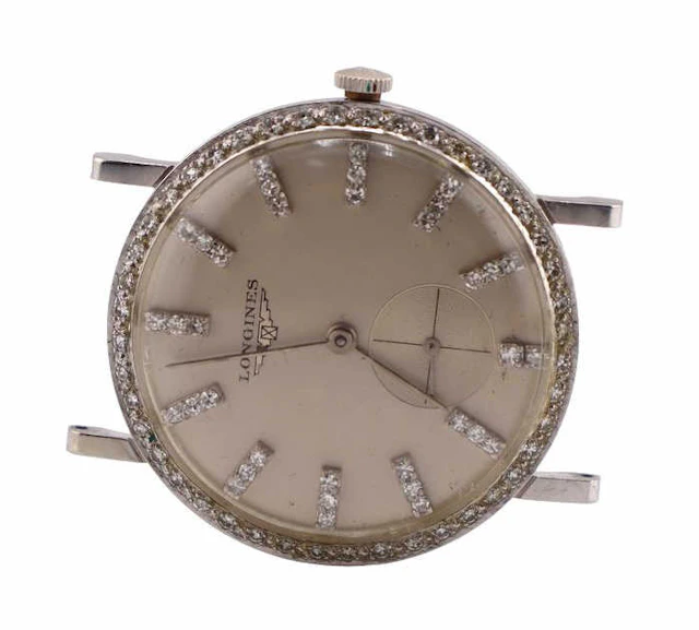 JEWELRY. Vintage Longines 14kt Gold Diamond Watch.