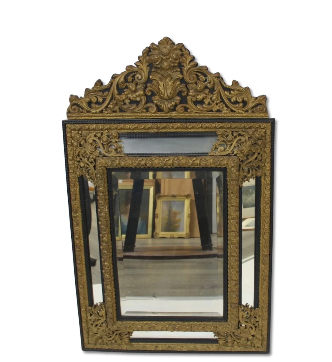 Antique Dutch Tin Overlaid Sectional Mirror.