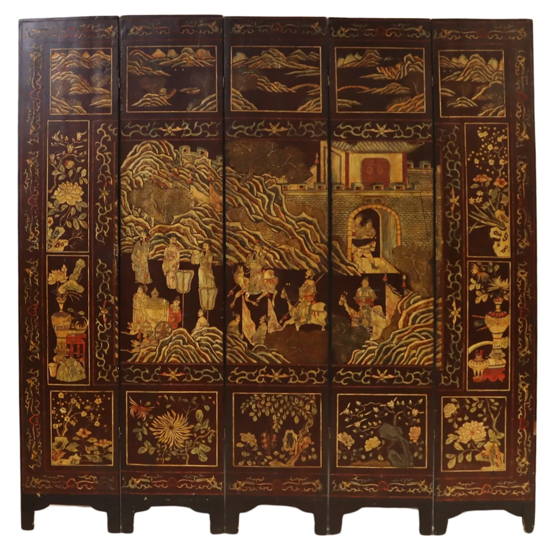 Vintage 5 Panel Coromandel Floor Screen.