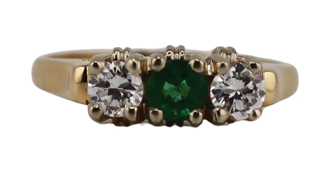 JEWELRY. Rosepoint 14kt Gold Emerald and Diamond