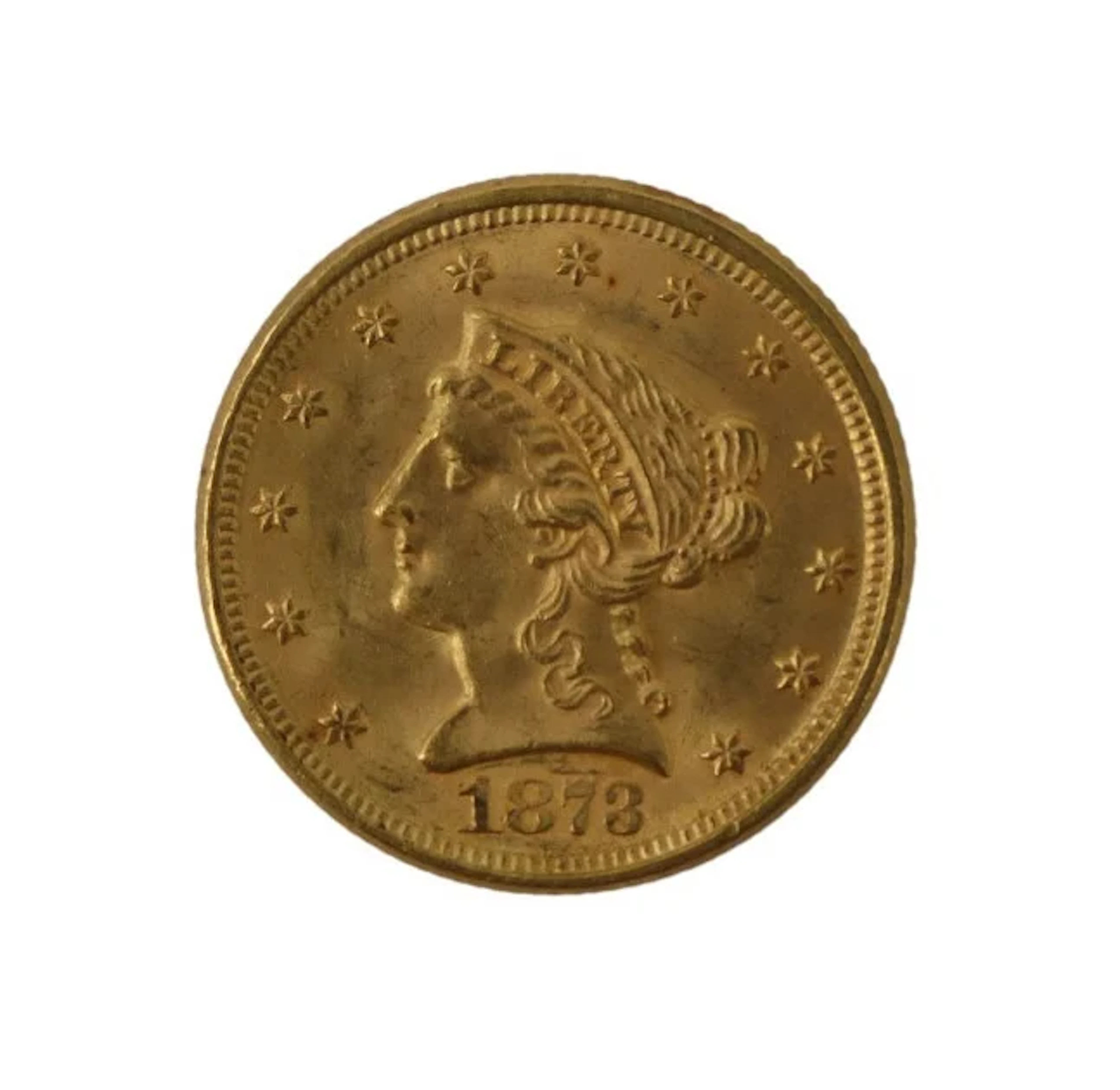 NUMISMATICS. 1873 $2.50 Liberty Head Gold Coin