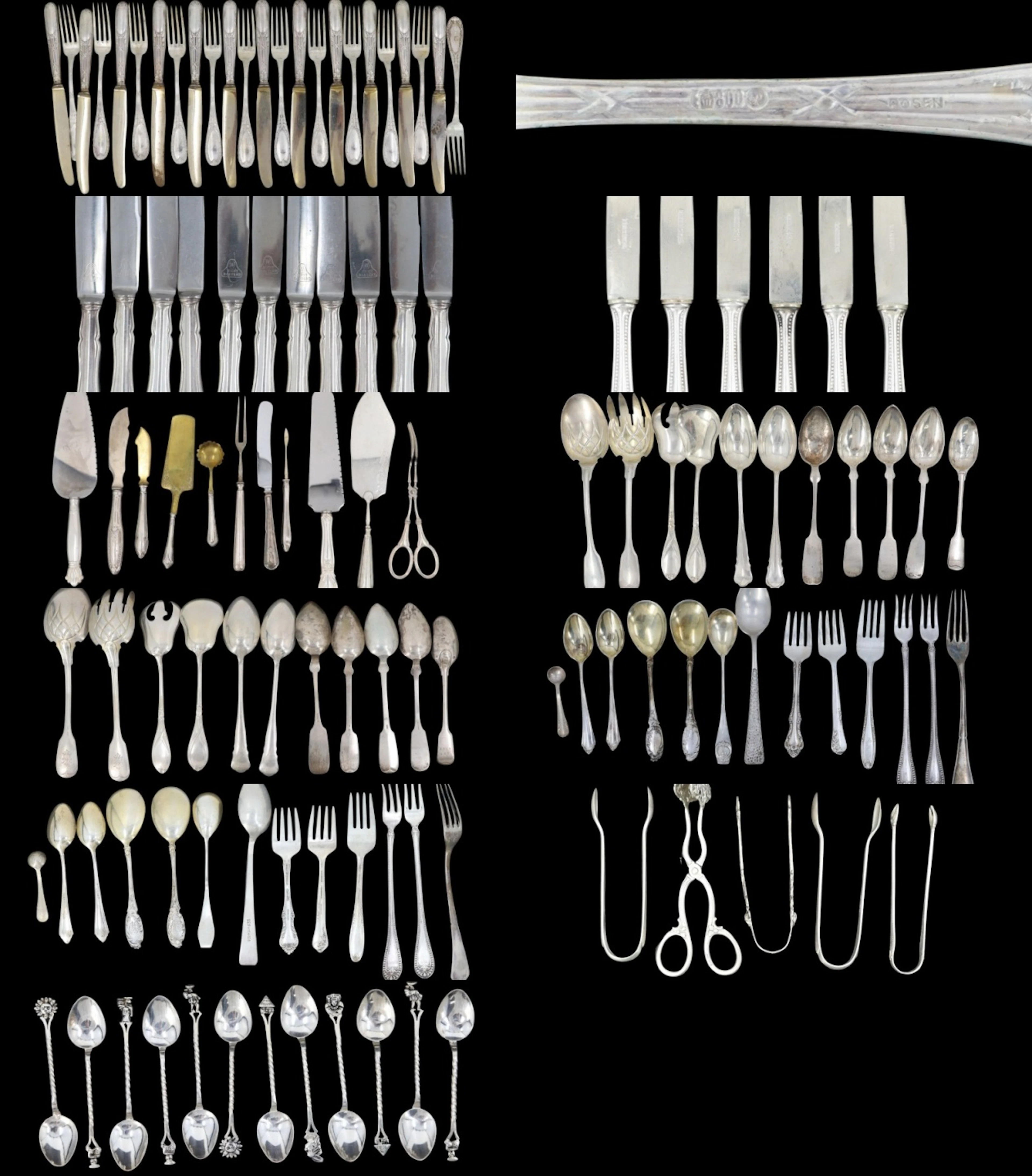 SILVER. Huge Group of Silver Flatware.